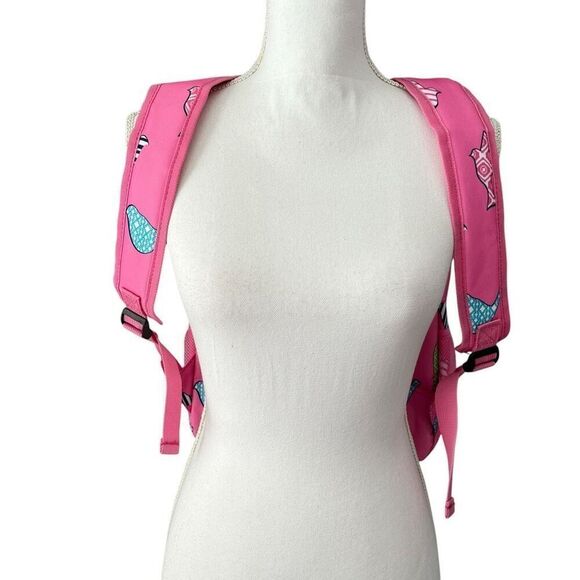 NWT Pink Bird Print Nylon Backpack - Picture 4 of 7